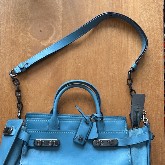Coach Sky Blue Leather Tote - Picture 6 of 6